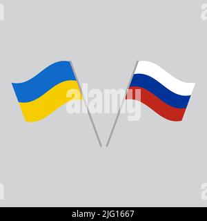 Les drapeaux de la Russie et de l'Ukraine vecteur Illustration de Vecteur