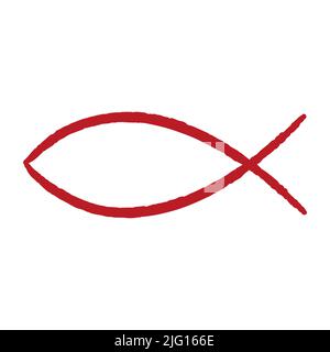 Symbole chrétien icône de poisson isolée sur fond blanc. Illustration vectorielle Illustration de Vecteur