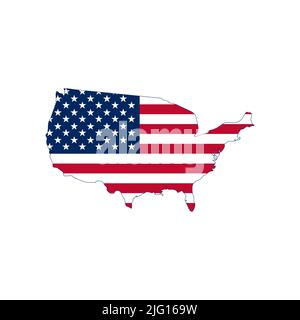 Drapeau et carte vecteur USA sur fond blanc Illustration de Vecteur