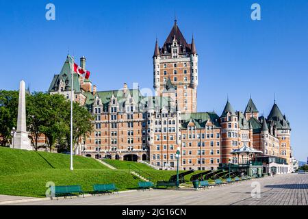 Château Frontenac et terrasse Dufferin dans la vieille ville de Québec, Québec, Canada. Banque D'Images