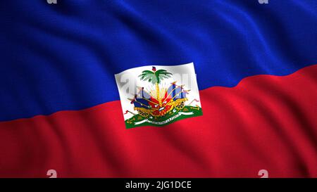 Haïti drapeau rippé fond. Mouvement. Drapeau d'Haïti agitant dans le vent Banque D'Images