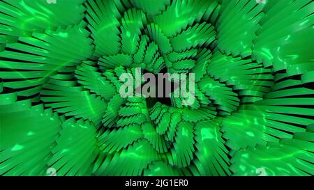 Abstraction verte brillante. Mouvement. Un arrière-plan lumineux sur lequel ils scintillent comme une étoile au centre et scintillent avec différentes nuances de vert. Haute qu Banque D'Images