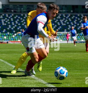 Joel Cooper - Linfield vs Newtown AFC, samedi 25th juin 2022, Windsor Park, Belfast Banque D'Images