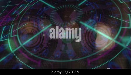 Image de feux de circulation flous sur le cercle de traitement et l'espace sombre Banque D'Images