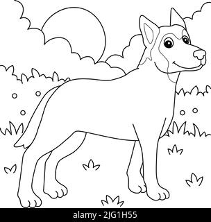 Page de coloriage pour chiens Malinois belge pour enfants Illustration de Vecteur