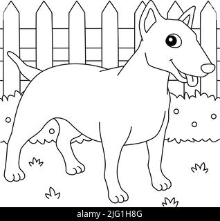 Page de coloriage de chien American Pit Bull Terrier Illustration de Vecteur