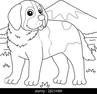 Saint Bernard page de coloriage pour chiens pour enfants Illustration de Vecteur