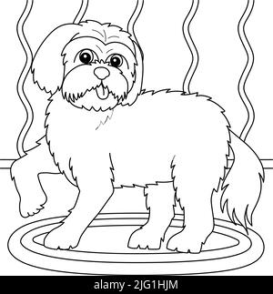 Page de coloriage pour chiens maltais pour enfants Illustration de Vecteur