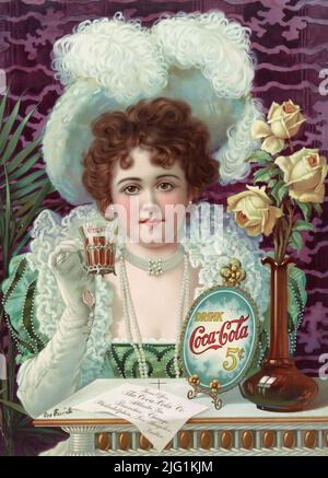 1890 pub pour boisson Coca-Cola 5 cents Banque D'Images