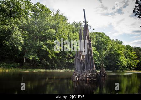 Lac dans le parc Azalea et Rhododendron Kromlau , Saxe, Allemagne Banque D'Images