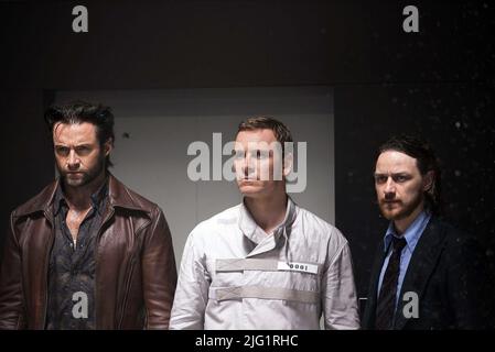 HUGH Jackman, Michael FASSBENDER, JAMES MCAVOY, X-MEN : DAYS OF FUTURE PAST, 2014 Banque D'Images