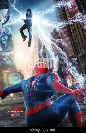 JAMIE FOXX, Andrew Garfield affiche, l'AMAZING SPIDER-MAN 2, 2014 Banque D'Images