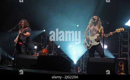 Eddie et The Wolves, en représentation à Silverstone Woodlands, British F1GP, juillet 2022, Broken 8 Records, artiste-disque, premier album 'War' Banque D'Images