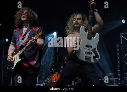 Eddie et The Wolves, en représentation à Silverstone Woodlands, British F1GP, juillet 2022, Broken 8 Records, artiste-disque, premier album 'War' Banque D'Images