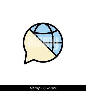 Icône de couleur remplie de globe de traduction, signe de vecteur de couleur remplie, pictogramme de style linéaire isolé sur blanc. Symbole, illustration du logo. Déposition de couleur pleine Illustration de Vecteur