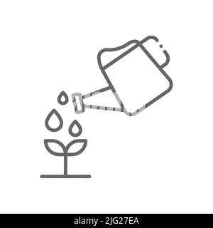 Icône de contour de plantes d'arrosage. Signe de style linéaire pour le concept mobile et le web design. Icône vecteur ligne d'arrosage de jardin. Symbole, illustration du logo. Pi Illustration de Vecteur