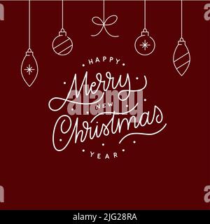 Joyeux Noël et Bonne Année. Motif calligraphie simple pour une invitation et une carte de vœux Illustration de Vecteur