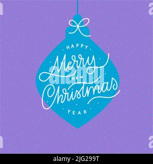 Merry Christmas simple calligraphie design pour invitation et carte de voeux. Jolie typographie de couleur néon Illustration de Vecteur