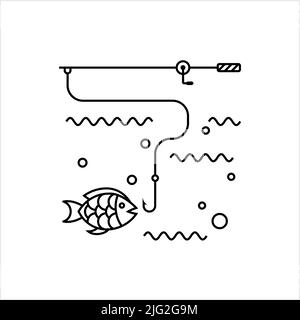 Icône de pêche, icône d'activité de capture de poissons Illustration d'art vectoriel Illustration de Vecteur