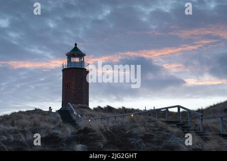 Image panoramique du phare de Kampen contre le ciel du soir, Sylt, Frise du Nord, Allemagne Banque D'Images