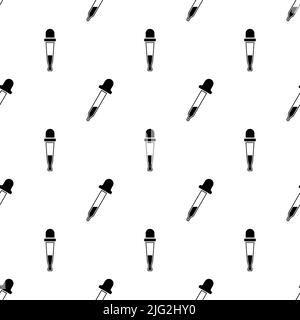 Pipette Icon modèle sans couture, yeux, compte-gouttes, pipette Pasteur, distributeur de pipettes chimiques Vector Art Illustration Illustration de Vecteur