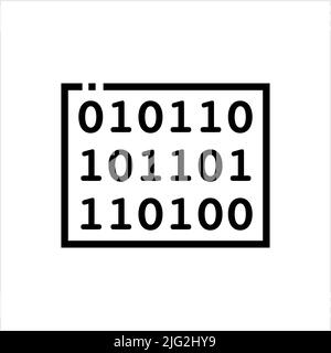 Icône de code binaire, base 2, instruction de processeur de l'ordinateur du système numérique à deux chiffres 1, 0, système de données, illustration du vecteur de logique booléenne vrai Faux Illustration de Vecteur