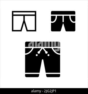 Icône de short, icône de demi-pantalon, version courte de l'illustration d'art vectoriel de pantalon Illustration de Vecteur