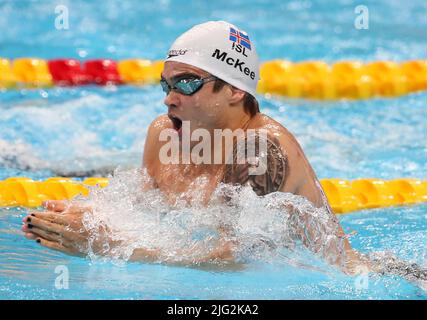 Anton McGee d'Islande finale 200 M BreackStroke Men pendant les Championnats du monde de la FINA 19th Budapest 2022, natation sur 23 juin 2022 à Budapest, Hongrie - photo Laurent Lairys / DPPI Banque D'Images