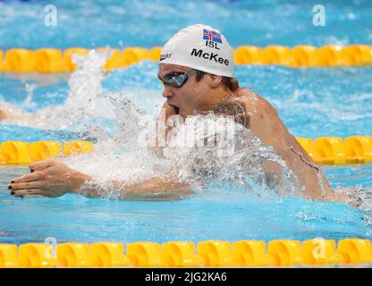 Anton McGee d'Islande finale 200 M BreackStroke Men pendant les Championnats du monde de la FINA 19th Budapest 2022, natation sur 23 juin 2022 à Budapest, Hongrie - photo Laurent Lairys / DPPI Banque D'Images