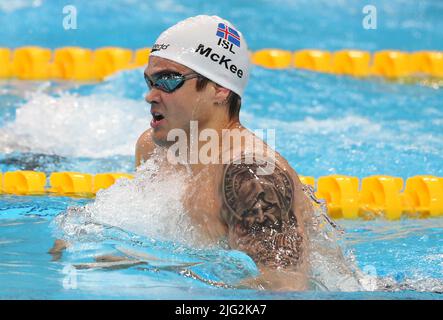 Anton McGee d'Islande finale 200 M BreackStroke Men pendant les Championnats du monde de la FINA 19th Budapest 2022, natation sur 23 juin 2022 à Budapest, Hongrie - photo Laurent Lairys / DPPI Banque D'Images