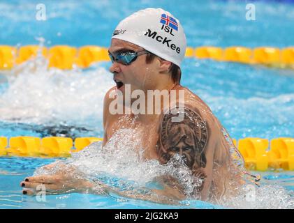 Anton McGee d'Islande finale 200 M BreackStroke Men pendant les Championnats du monde de la FINA 19th Budapest 2022, natation sur 23 juin 2022 à Budapest, Hongrie - photo Laurent Lairys / DPPI Banque D'Images