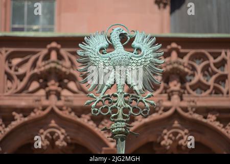 Reichsadler, Altes Rathaus Römer, Römerberg, Francfort-sur-le-main, Hessen, Allemagne Banque D'Images