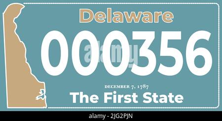 Plaques d'immatriculation de véhicule au Delaware aux États-Unis d'Amérique, plaques d'immatriculation de véhicule.numéros d'immatriculation de véhicule de différents États américains.impression d'époque Illustration de Vecteur