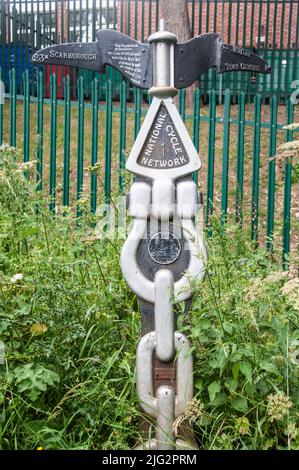 Autour du Royaume-Uni - Sustrans signalisation pour route No !, North Yorkshire Banque D'Images