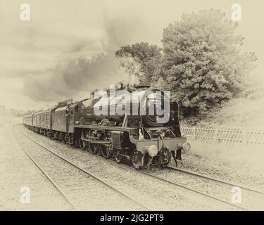 Scarborough Spa Express 7th juillet 2022 avec Scots Guardsman (46115) en train de traverser long Preston, North Yorkshire, sur la ligne Settle & Carlisle. Banque D'Images