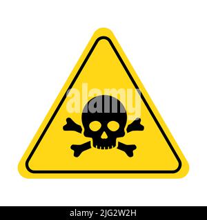 Danger, signe toxique icône crâne. Symbole d'avertissement du crâne. Attention à la mort, toxique poison jaune triangle élément conception. Illustration vectorielle Illustration de Vecteur