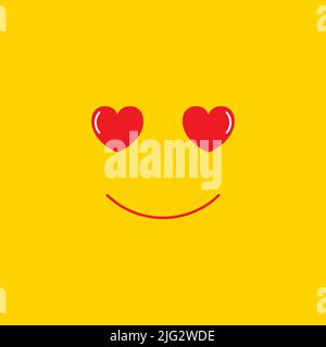 Amour emoji vecteur. Emoji avec les coeurs. Vector isolé jaune smiley fond Illustration de Vecteur