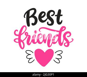 Meilleurs amis. Phrase de lettrage à la main de la fête de l'amitié Illustration de Vecteur