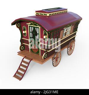 3D-illustration d'un vieux wagon sur blanc Banque D'Images