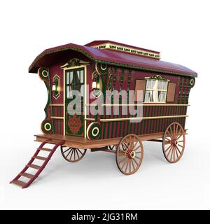 3D-illustration d'un vieux wagon sur blanc Banque D'Images