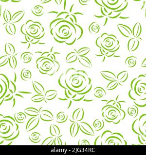 Roses, fleurs et feuilles, motif vectoriel sans couture Illustration de Vecteur