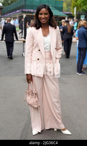 Denise Lewis le 11 e jour des Championnats de Wimbledon 2022 au All England Lawn tennis and Croquet Club, Wimbledon. Date de la photo: Jeudi 7 juillet 2022. Banque D'Images