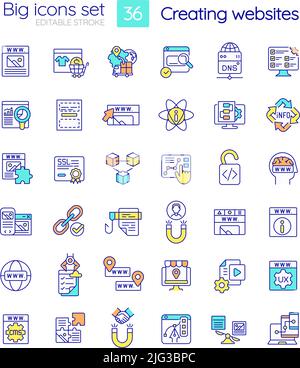 Création d'un jeu d'icônes de couleur RVB de site Web Illustration de Vecteur