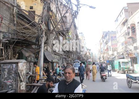 Un aperçu du vieux Delhi, Chawri Bazaar Banque D'Images