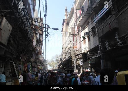 Un aperçu du vieux Delhi, Chawri Bazaar Banque D'Images