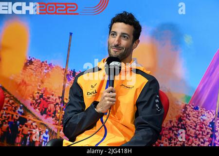 Spielberg, Autriche. 7th juillet 2022. #3 Daniel Ricciardo (AUS, McLaren F1 Team), Grand Prix d'Autriche F1 au Red Bull Ring sur 7 juillet 2022 à Spielberg, Autriche. (Photo de Mark Sutton/Motorsport Images/DPPI via HIGH TWO) Credit: dpa/Alay Live News Banque D'Images