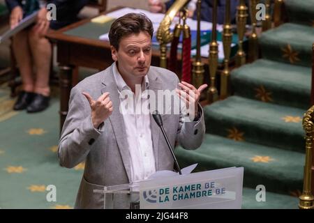 François de Smet de Defi photographié lors d'une séance plénière de la Chambre au Parlement fédéral à Bruxelles, le jeudi 07 juillet 2022. BELGA PHOTO NICOLAS MATERLINCK Banque D'Images