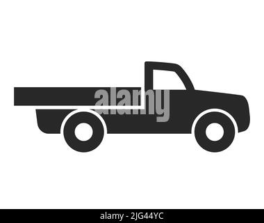 pick-up simple ute utilitaire car noir silhouette icône de vue latérale symbole vecteur isolé sur fond blanc Illustration de Vecteur