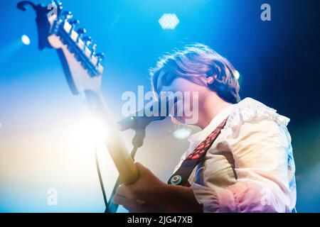 Roskilde, Danemark. 01st, juillet 2022. Le chanteur et compositeur américain Snail Mail donne un concert en direct pendant le festival de musique danois Roskilde Festival 2022 à Roskilde. (Photo: Gonzales photo - Malthe Ivarsson). Banque D'Images