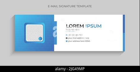 Modèle de signature d'e-mail créatif, coloré et minimal pour les entreprises. Modèle de signature d'e-mail professionnel de couleur bleue. Illustration de Vecteur